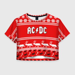 Женская футболка Crop-top 3D Праздничный AC/DC