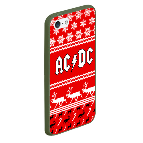 Чехол для iPhone 5/5S матовый Праздничный AC/DC, цвет темно-зеленый - фото 3