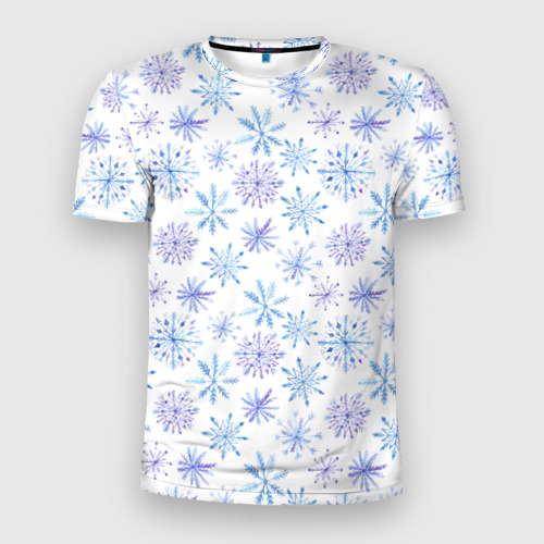 Мужская футболка 3D Slim Снежинки, цвет 3D печать