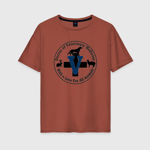 Женская футболка хлопок Oversize Доктор ветеринарной медицины, цвет кирпичный