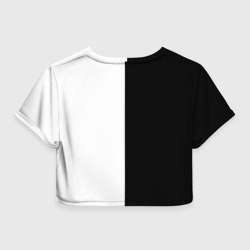 Топик (короткая футболка или блузка, не доходящая до середины живота) с принтом Depeche Mode для женщины, вид сзади №1. Цвет основы: белый