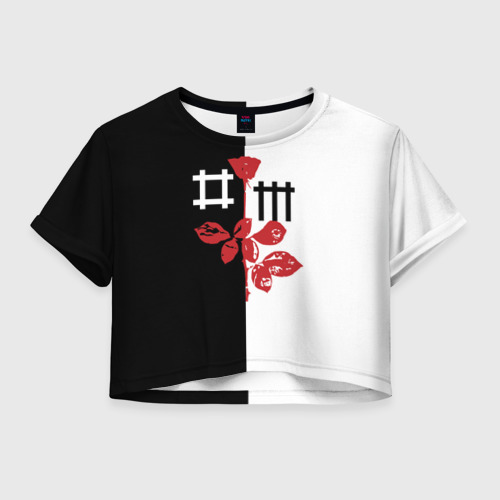 Женская футболка Crop-top с принтом Depeche Mode, вид спереди №1