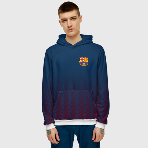 Мужская толстовка 3D FC Barca 2018 Creative uniform, цвет белый - фото 3