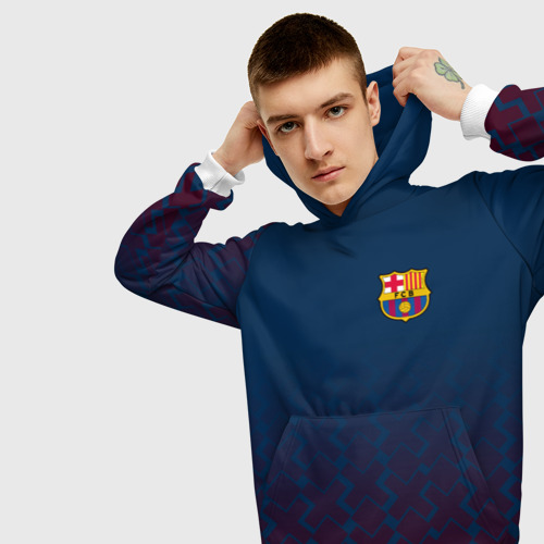 Мужская толстовка 3D FC Barca 2018 Creative uniform, цвет белый - фото 5