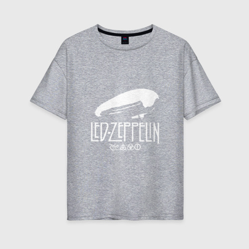 Женская футболка хлопок Oversize Led Zeppelin дирижабль, цвет меланж