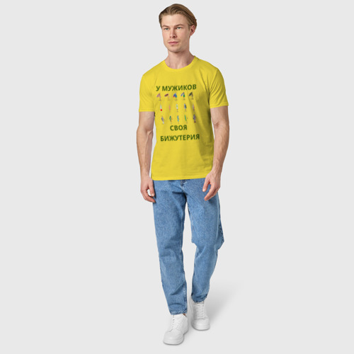 Мужская футболка хлопок Мужская бижутерия, цвет желтый - фото 5