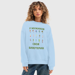 Женский свитшот oversize без начеса хлопок Мужская бижутерия - рыболовные блесна - фото 2