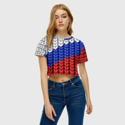 Женская футболка Crop-top 3D Вязаный триколор - фото 2