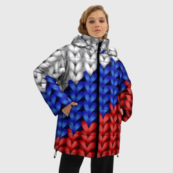 Женская зимняя куртка Oversize Вязаный триколор - фото 2