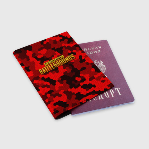 Обложка для паспорта матовая кожа PUBG Red Military, цвет черный - фото 3