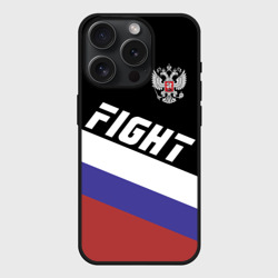 Чехол силиконовый для Apple iPhone 15 Pro Мax матовый Fight Russia герб и флаг