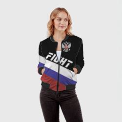 Женский бомбер 3D Fight Russia герб и флаг - фото 2