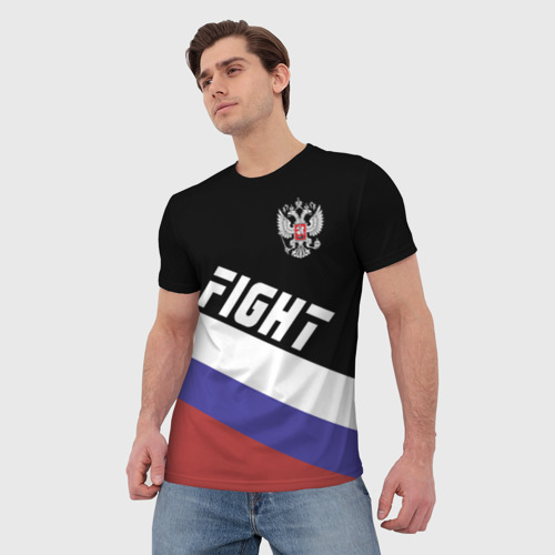 Мужская футболка 3D Fight Russia герб и флаг, цвет 3D печать - фото 3