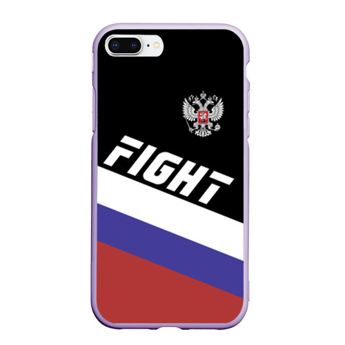 Чехол для iPhone 7Plus/8 Plus матовый Fight Russia герб и флаг, цвет светло-сиреневый