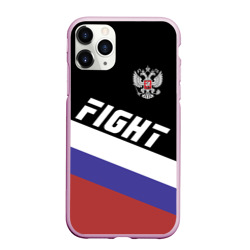 Чехол для iPhone 11 Pro Max матовый Fight Russia герб и флаг