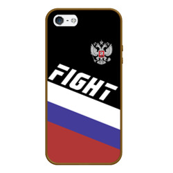 Чехол для iPhone 5/5S матовый Fight Russia герб и флаг