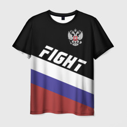 Мужская футболка 3D Fight Russia герб и флаг