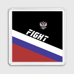 Магнит 55*55 Fight Russia герб и флаг