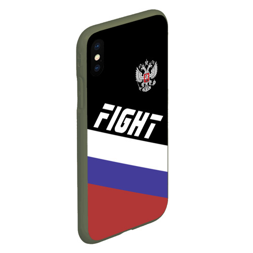 Чехол для iPhone XS Max матовый Fight Russia герб и флаг, цвет темно-зеленый - фото 3