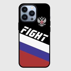 Чехол для iPhone 13 Pro Fight Russia герб и флаг