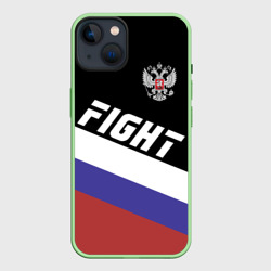 Чехол для iPhone 14 Fight Russia герб и флаг