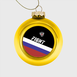 Стеклянный ёлочный шар Fight Russia герб и флаг