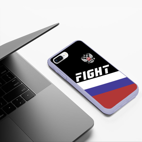 Чехол для iPhone 7Plus/8 Plus матовый Fight Russia герб и флаг, цвет светло-сиреневый - фото 5