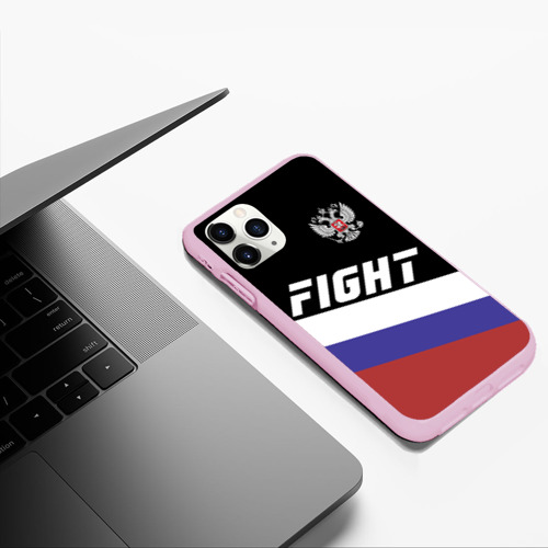 Чехол для iPhone 11 Pro Max матовый Fight Russia герб и флаг, цвет розовый - фото 5