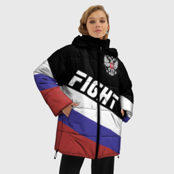Женская зимняя куртка Oversize Fight Russia герб и флаг - фото 2
