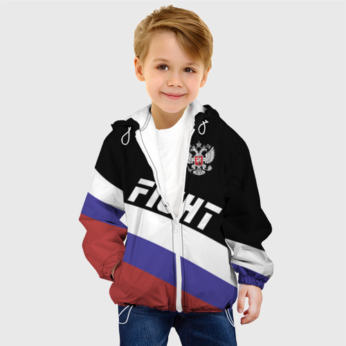 Детская куртка 3D Fight Russia герб и флаг, цвет белый - фото 3