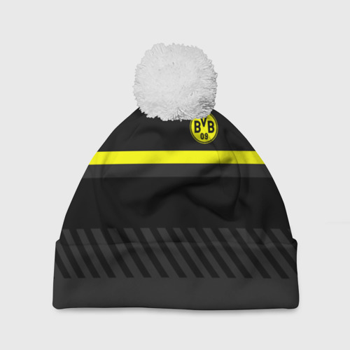 Шапка 3D c помпоном Borussia Боруссия, цвет 3D печать