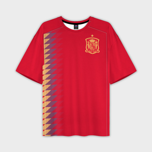 Мужская футболка оверсайз с принтом Испания ЧМ 2018, вид спереди №1