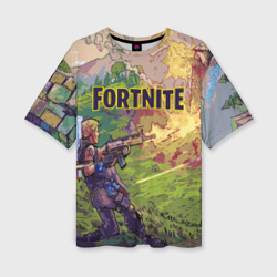 Женская футболка oversize 3D Fortnite Королевская битва