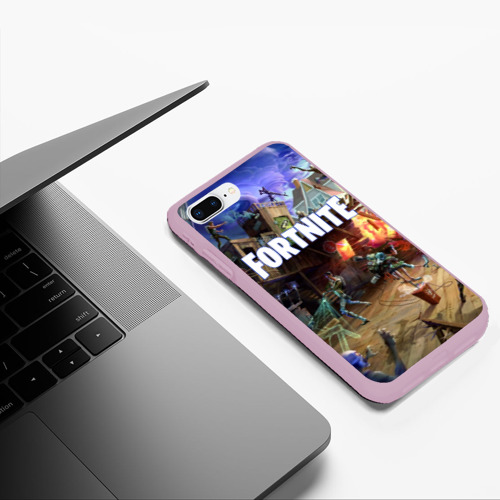 Чехол для iPhone 7Plus/8 Plus матовый Fortnite massacre, цвет розовый - фото 5