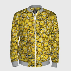 Мужской бомбер 3D Веселые смайлики - много ликий паттерн