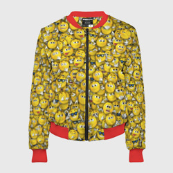 Женский бомбер 3D Веселые смайлики - много ликий паттерн