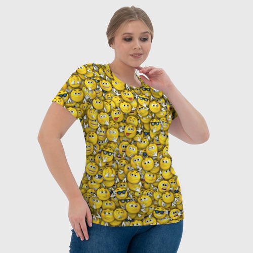 Женская футболка 3D Веселые смайлики, цвет 3D печать - фото 6