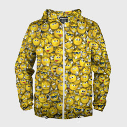 Мужская ветровка 3D Веселые смайлики - много ликий паттерн