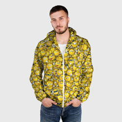 Мужская ветровка 3D Веселые смайлики - много ликий паттерн - фото 2