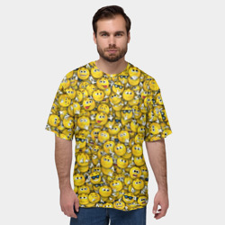 Мужская футболка oversize 3D Веселые смайлики - много ликий паттерн - фото 2