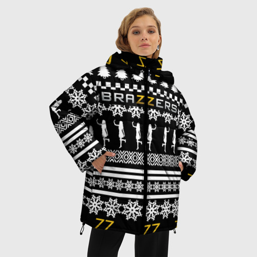 Женская зимняя куртка Oversize Brazzers новогодний Браззерс, цвет черный - фото 3