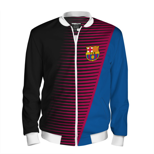 Мужской бомбер 3D FC Barca 2018 Creative uniform, цвет белый