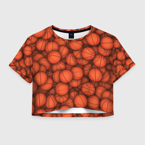 Женская футболка Crop-top 3D Баскетбольные мячи, цвет 3D печать