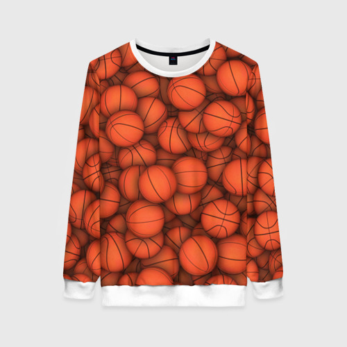 Женский свитшот 3D с принтом Баскетбольные мячи, вид спереди #2