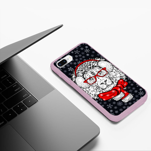 Чехол для iPhone 7Plus/8 Plus матовый Лев, цвет розовый - фото 5
