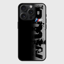 Чехол силиконовый для Apple iPhone 15 Pro матовый BmW m black grey БМВ