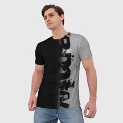 Мужская футболка 3D BmW m black grey БМВ - фото 2