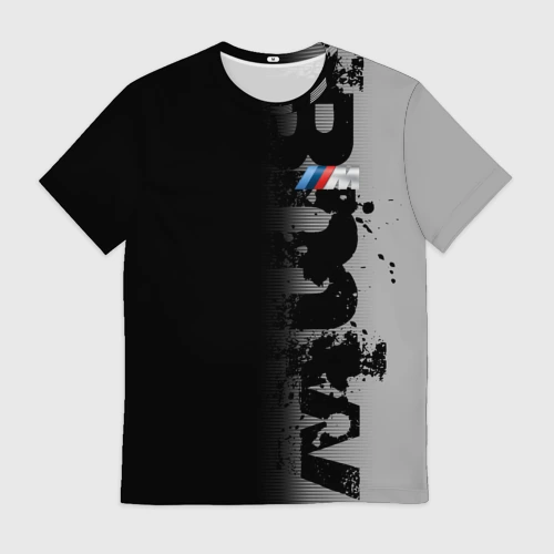 Мужская футболка 3D BmW m black grey БМВ