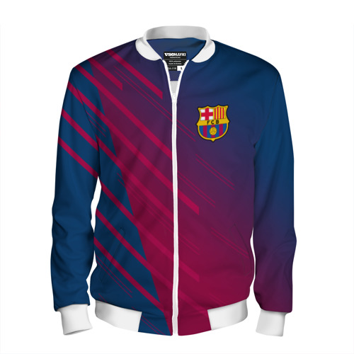 Мужской бомбер 3D FC Barca 2018 Creative uniform, цвет белый