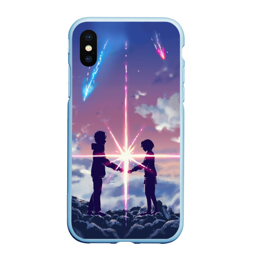 Чехол для iPhone XS Max матовый Your name 3, цвет голубой